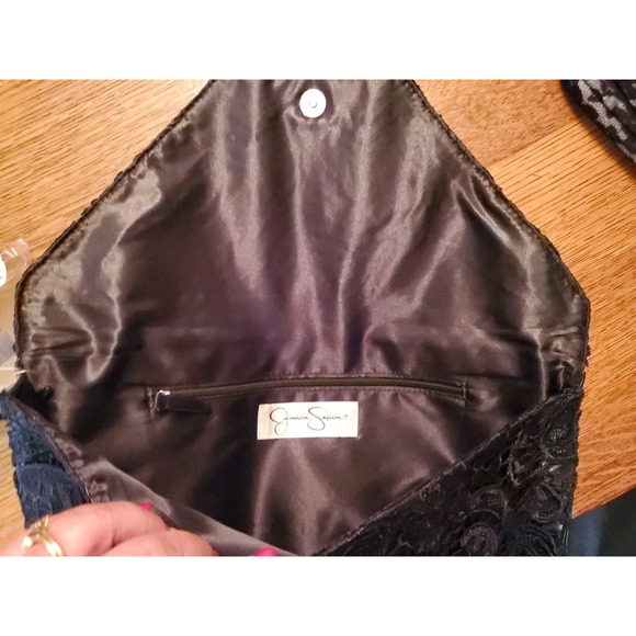 NWT-Jessica Simpson Fancy Nights Black Lace Clutch-w/Victoria's Secret Wallet - Picture 3 of 7